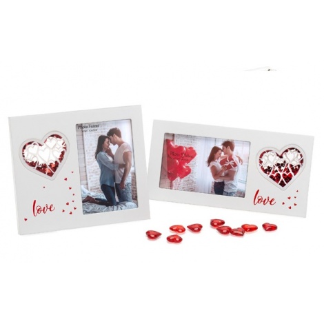 Svatební dřevěný fotorámeček s aplikací SWEET KISSES 15x10cm