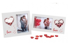 Svatební dřevěný fotorámeček s aplikací SWEET KISSES 15x10cm