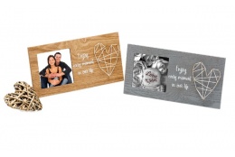 Svatební dřevěný fotorámeček s aplikací FRIENDSHIP 10x10 natur