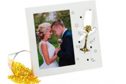 Svatební dřevěný fotorámeček s aplikací MR and MRS 13x18