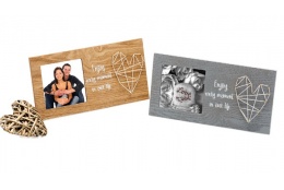Svatební dřevěný fotorámeček s aplikací FRIENDSHIP 10x10 šedý
