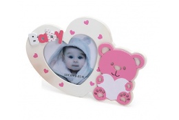 Dětský fotorámeček BABY BEAR´s HEART růžový