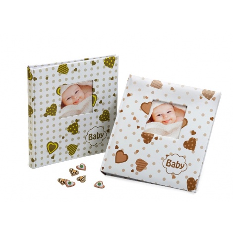 Dětské fotoalbum na růžky 29x32/60s. BABY´s LOVELY HEARTS zelené