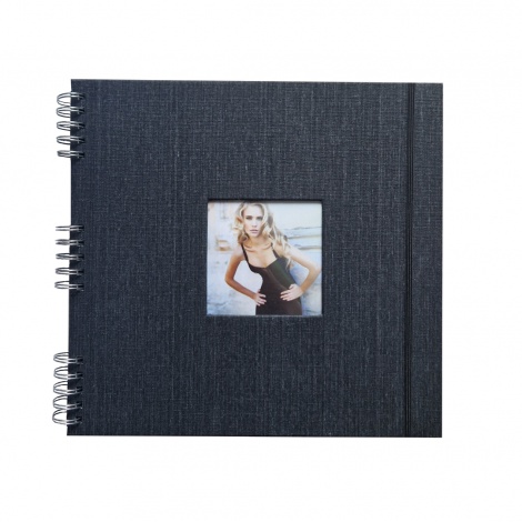 Spirálové fotoalbum na růžky 30x30/40s. CANVAS černé