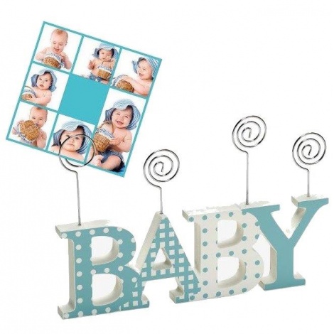 Dřevěný dětský fotorámeček-fotoclip BABY CLIP modrý