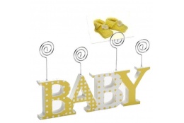 Dětský dřevěný fotorámeček-fotoclip BABY žlutá