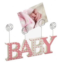 Dětský dřevěný fotorámeček-fotoclip BABY růžová