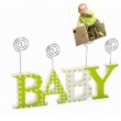 Dětský dřevěný fotorámeček-fotoclip BABY zelený