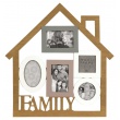 Dřevěný fotorámeček ve tvaru domečku  na více foto, s nápisem FAMILY