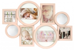 Dětský fotorámeček na více fotografií, růžový se zrcadélky