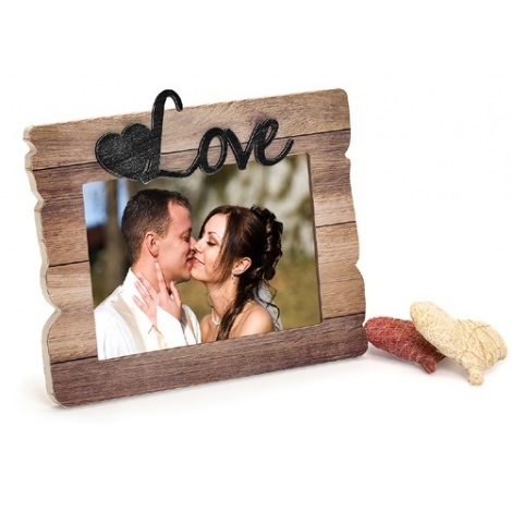 Svatební dřevěný fotorámeček s aplikací FOREVER LOVE 18x13cm