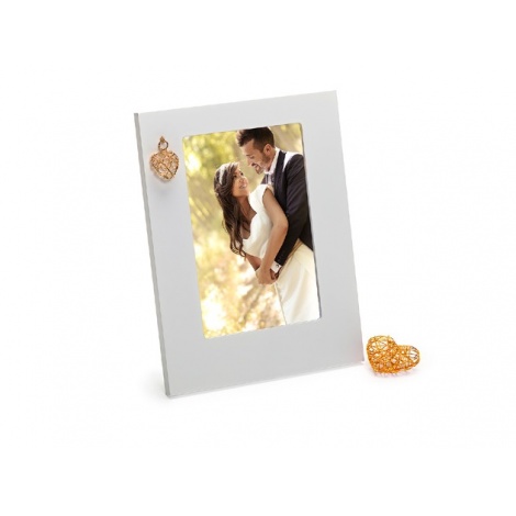 Dřevěný svatební fotorámeček GOLDEN HEART 10x15