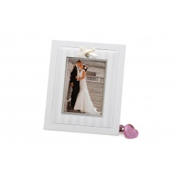 Svatební dřevěný fotorámeček s aplikací NOW 13x18 bílý