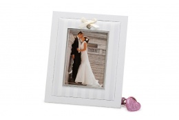 Svatební dřevěný fotorámeček s aplikací NOW 13x18 bílý